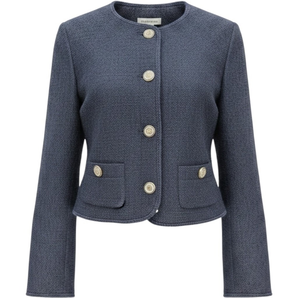 Free Assembly Women's Collarless Nubby Jacket with Long Sleeves, size 0/2